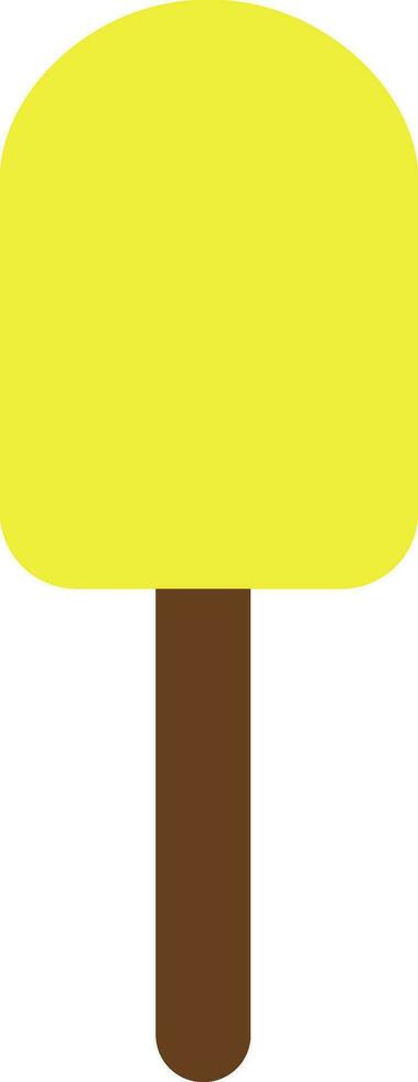 Yellow ice cream with brown stick. vector