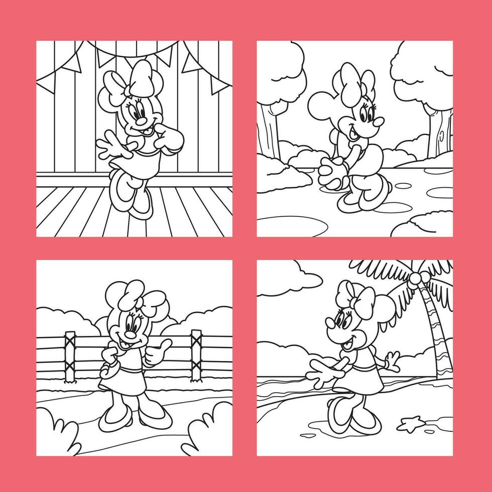 Cute Mouse Coloring Book vector