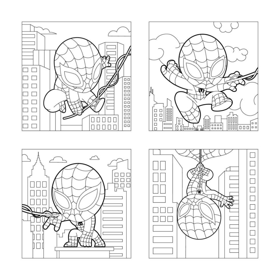 Spider Superhero Colorimg Book Collection vector