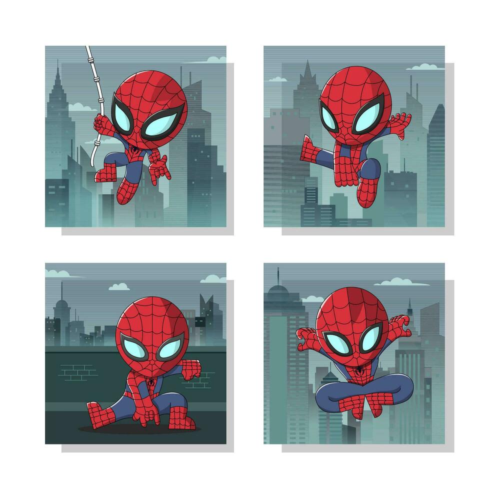 Spider Hero Social Media Post Collection vector