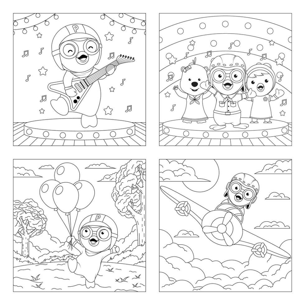 Cute Penguin Coloring Book Collection for Children vector