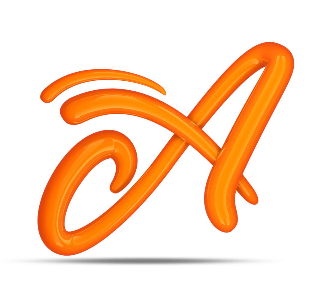 3d alphabet calligraphy style, 3d rendering png