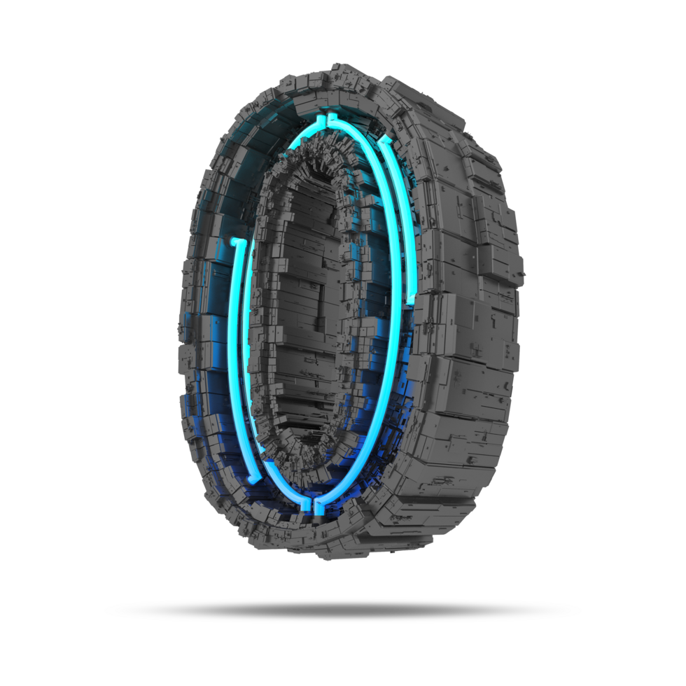 3d spaceship number with neon light effect, 3d rendering png