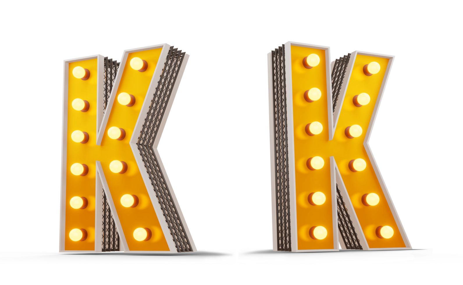 Broadway style light bulb alphabet, 3d rendering png