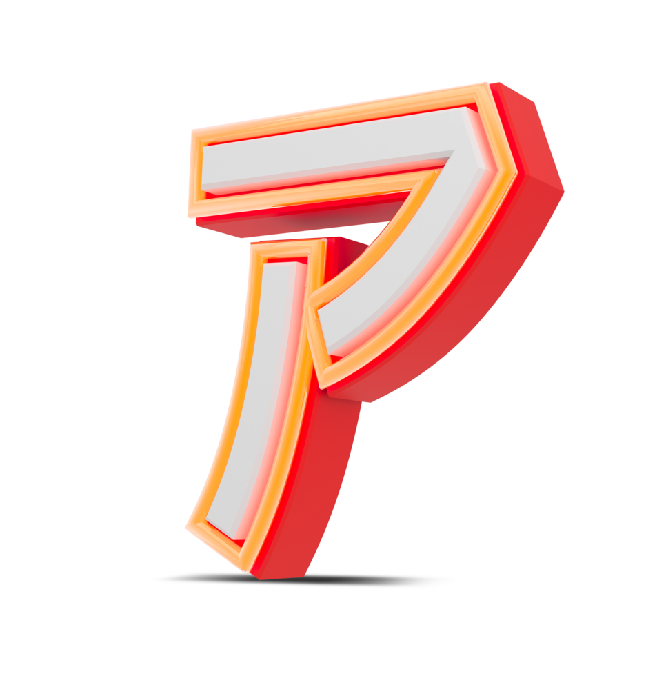 Red 3D alphabet  japan style with orange neon light, 3d rendering. png