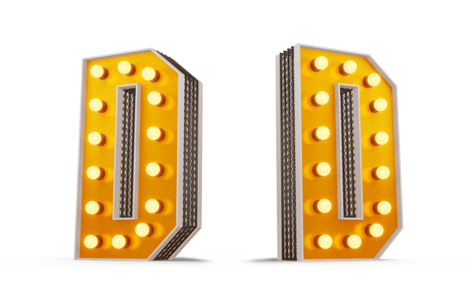 Broadway style lumière ampoule alphabet, 3d le rendu png