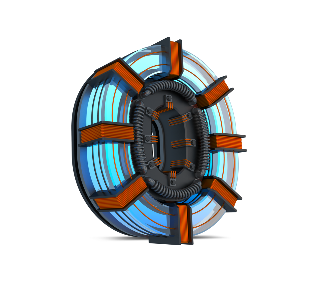 3D Number blue neon light with Copper wire, 3d rendering png