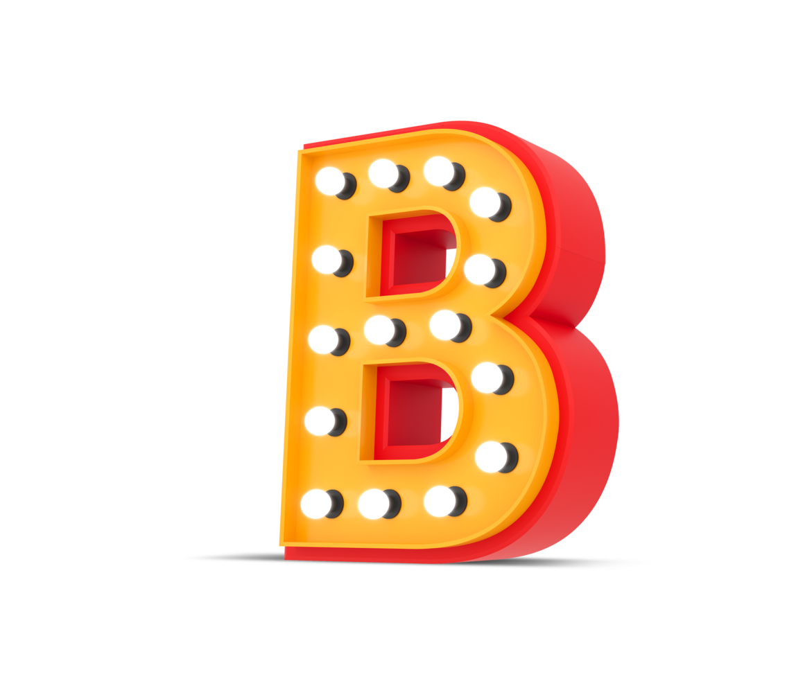3d alfabeto broadway stile con leggero lampadina, 3d interpretazione png