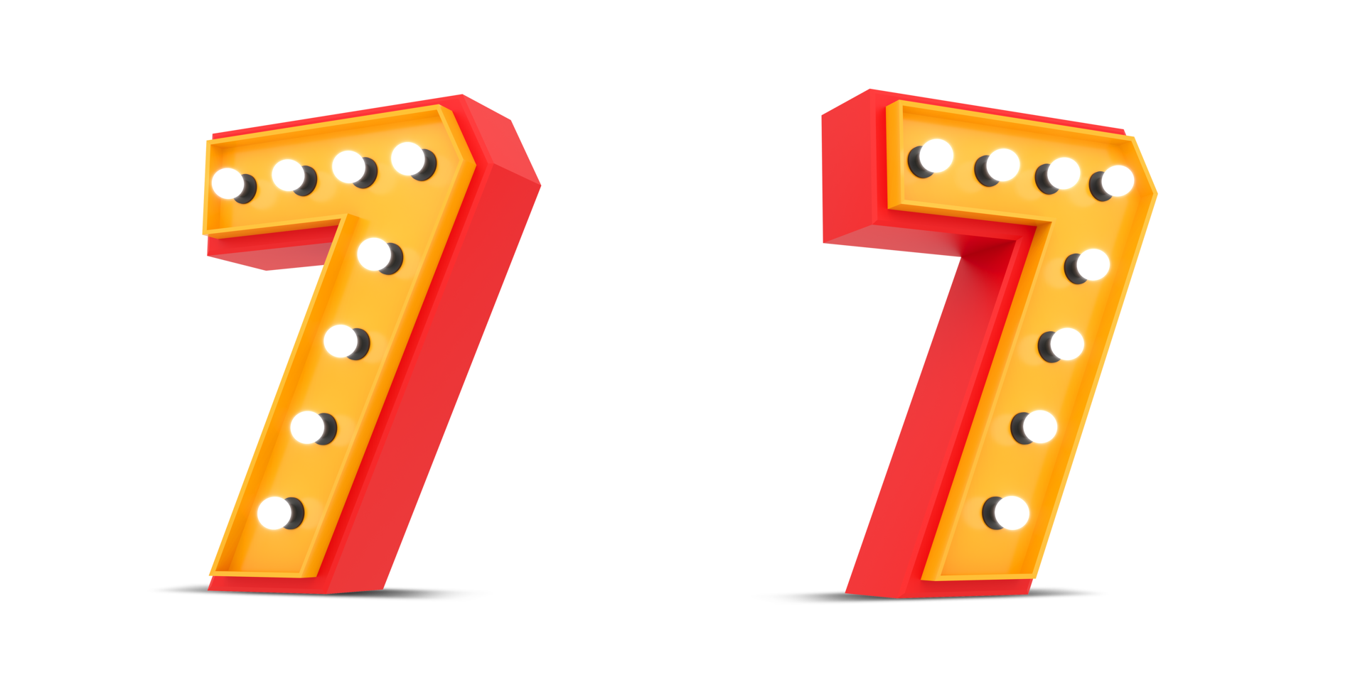 3d Number Broadway style with light bulb, 3d rendering png
