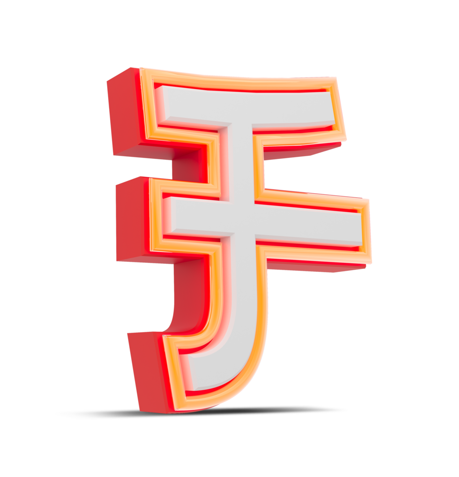 Red 3D alphabet  japan style with orange neon light, 3d rendering. png