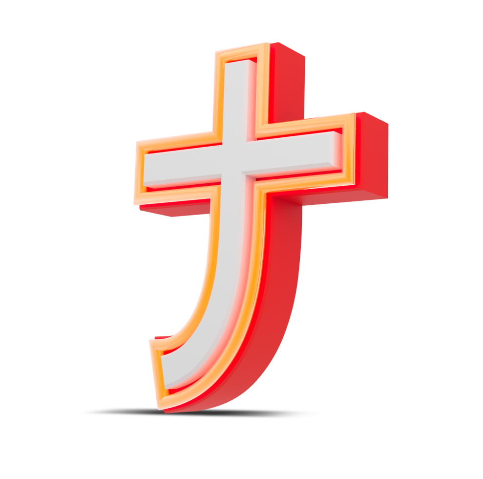 Red 3D alphabet  japan style with orange neon light, 3d rendering. png