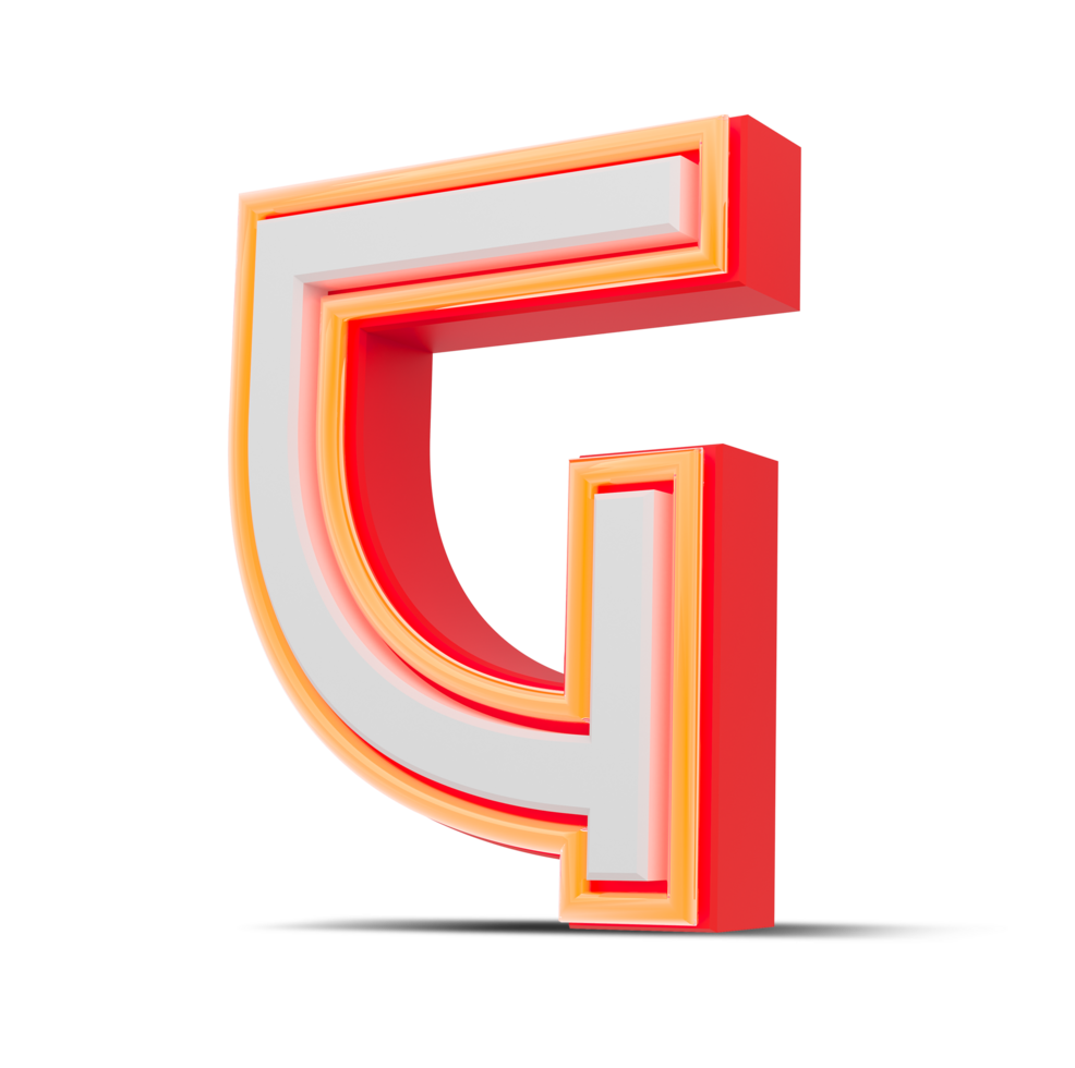 Red 3D alphabet  japan style with orange neon light, 3d rendering. png