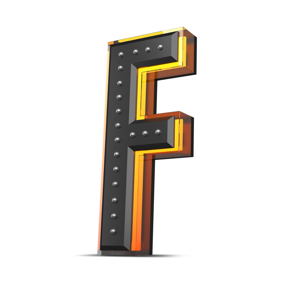 3D alphabet with pin decoration and neon light effect, 3d rendering png