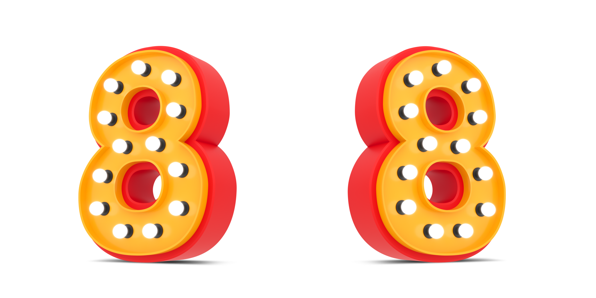 3d Number Broadway style with light bulb, 3d rendering png