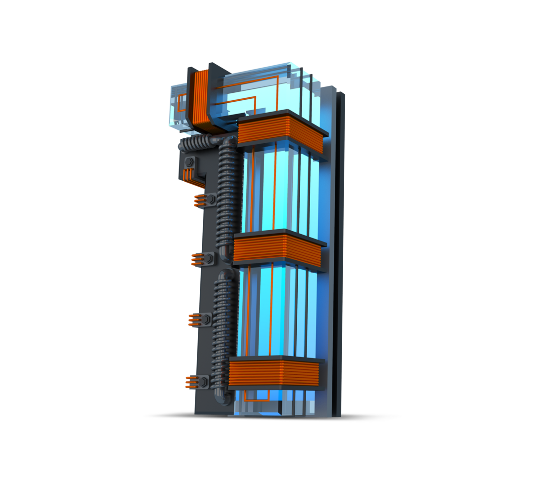 3D Number blue neon light with Copper wire, 3d rendering png
