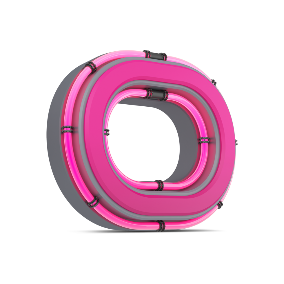 3D pink alphabet with neon light, 3d rendering png