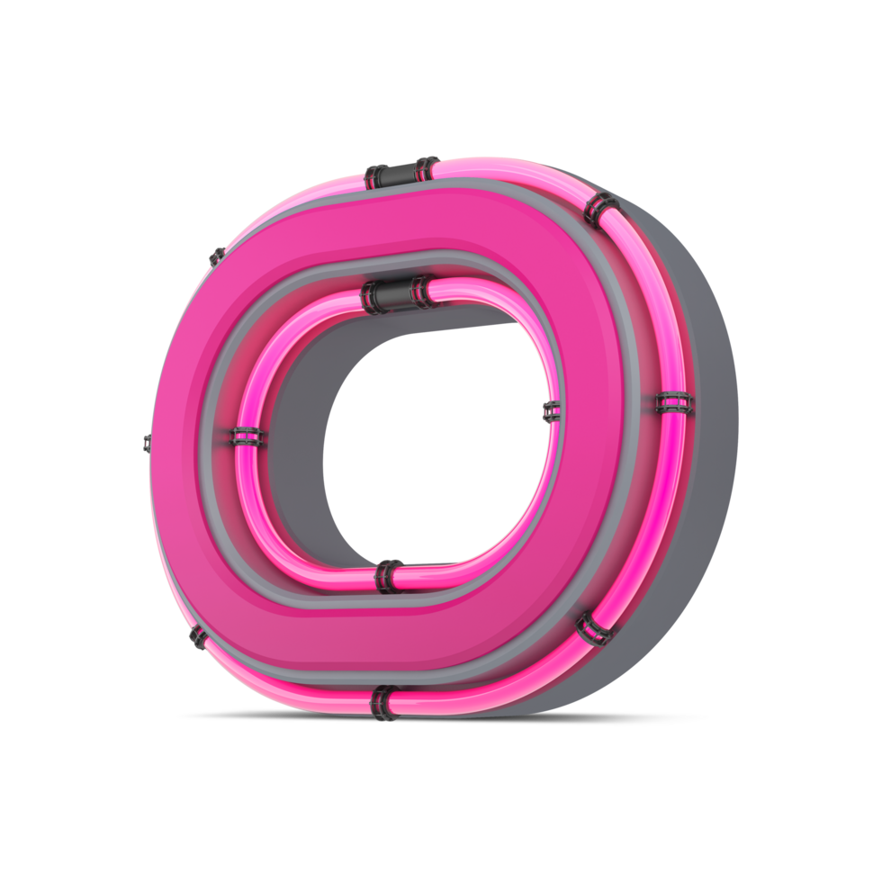 3d rosado alfabeto con neón luz, 3d representación png