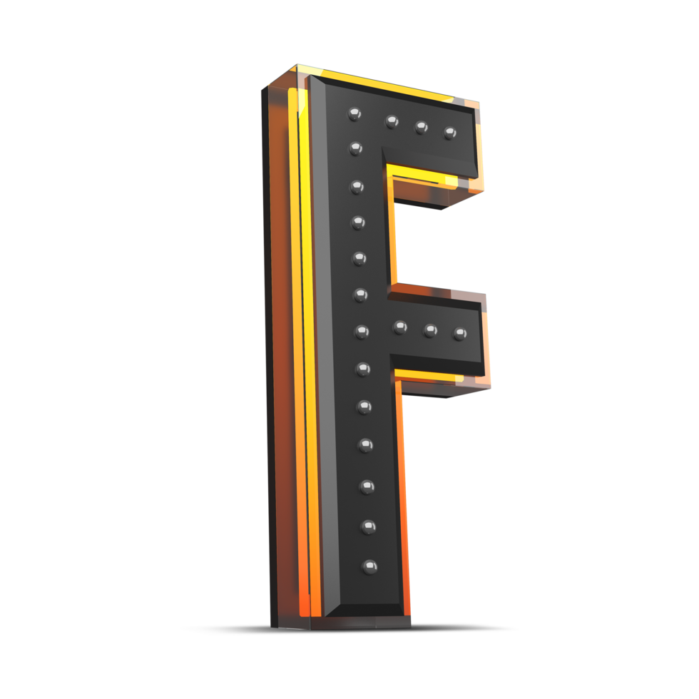 3D alphabet with pin decoration and neon light effect, 3d rendering png