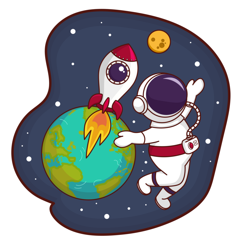 Happy Adventurer Astronaut in Outer Space png