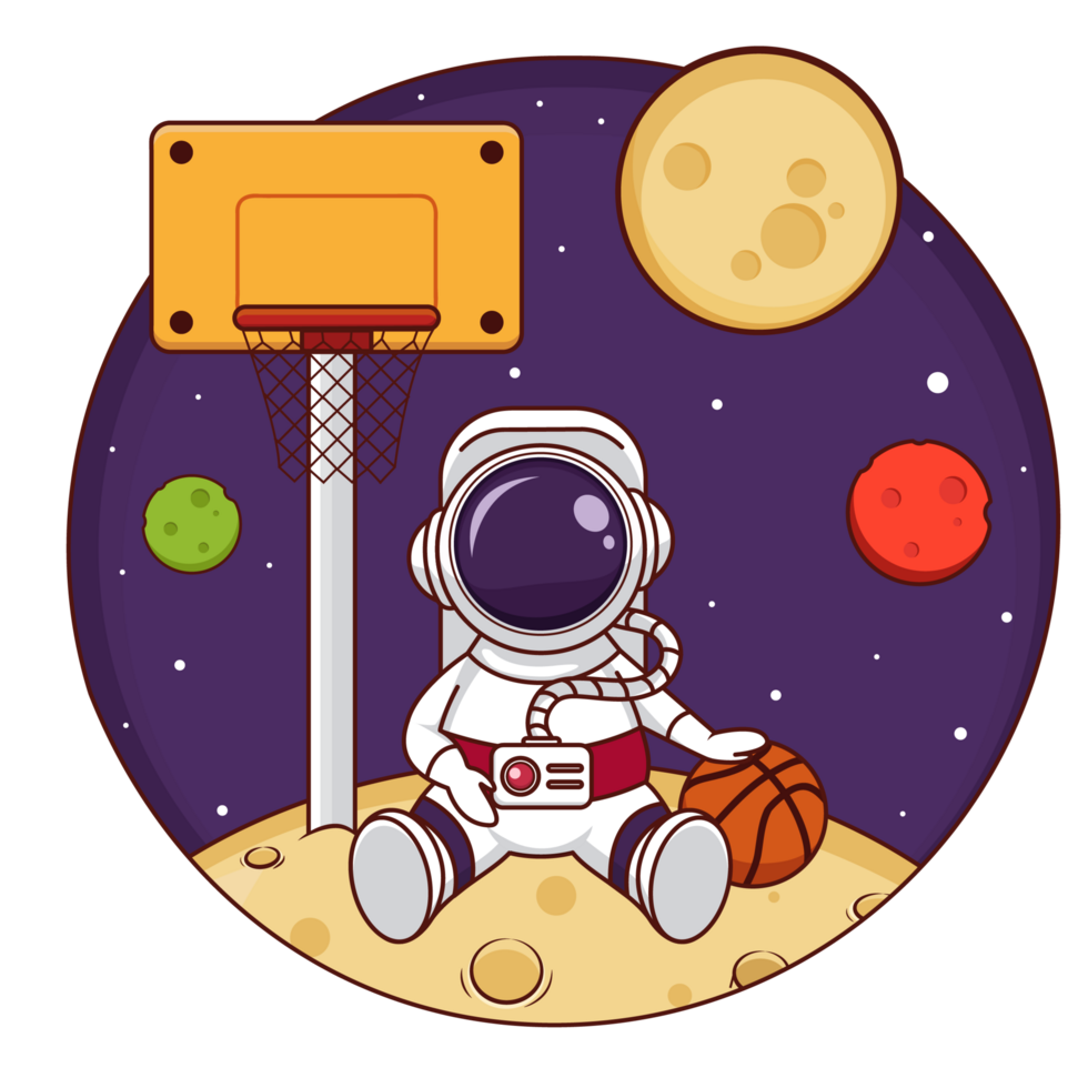 Cute Astronaut Playing Basketball png