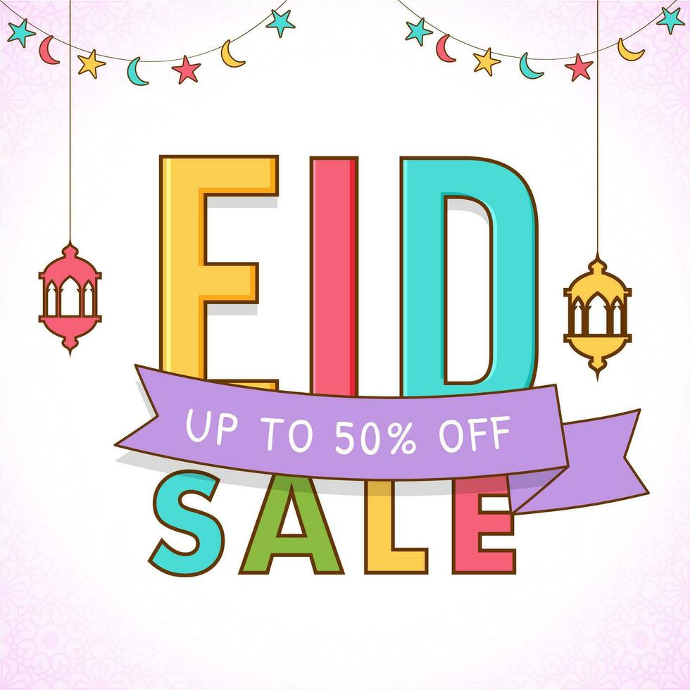 Discount offer for Eid Sale banner or poster design. vector