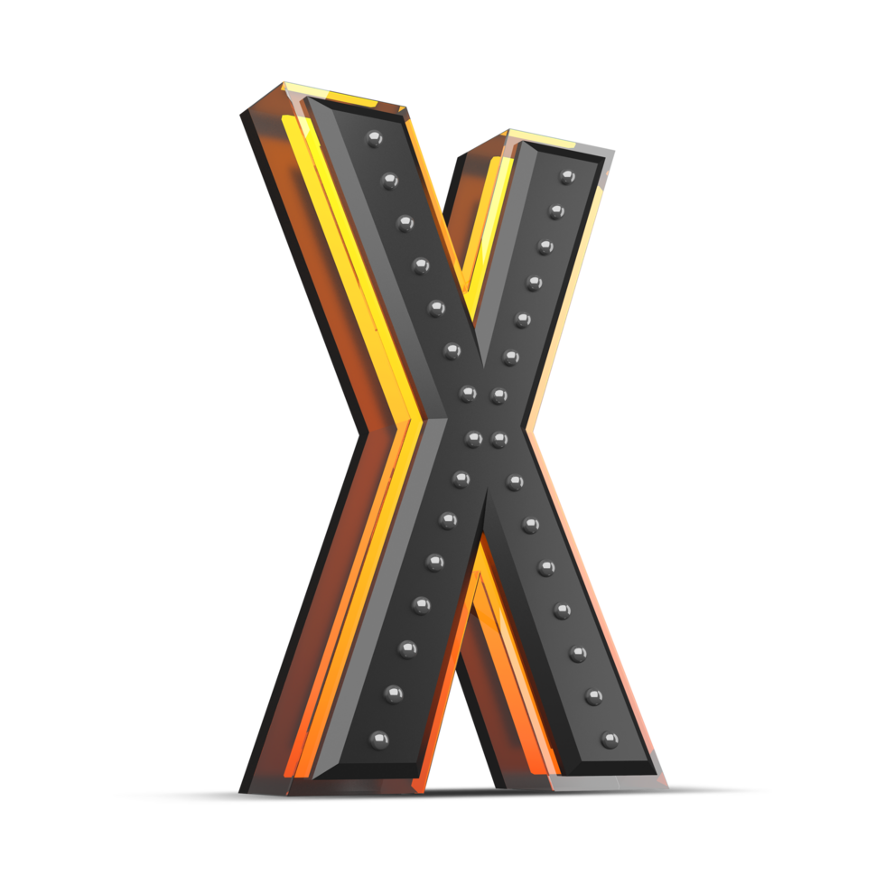 3D alphabet with pin decoration and neon light effect, 3d rendering png