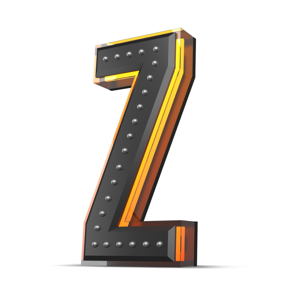 3D alphabet with pin decoration and neon light effect, 3d rendering png