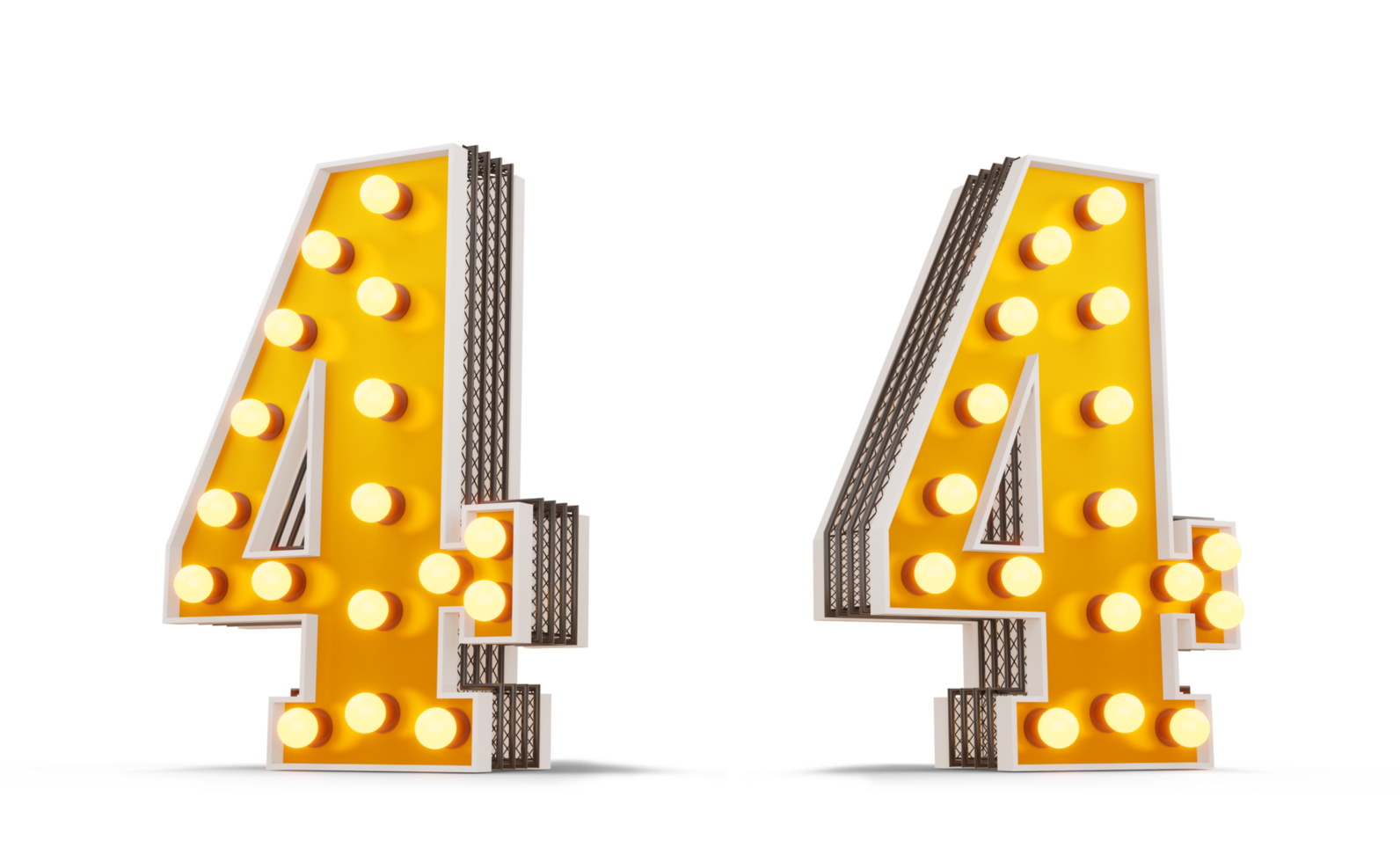 Broadway style light bulb number, 3d rendering png