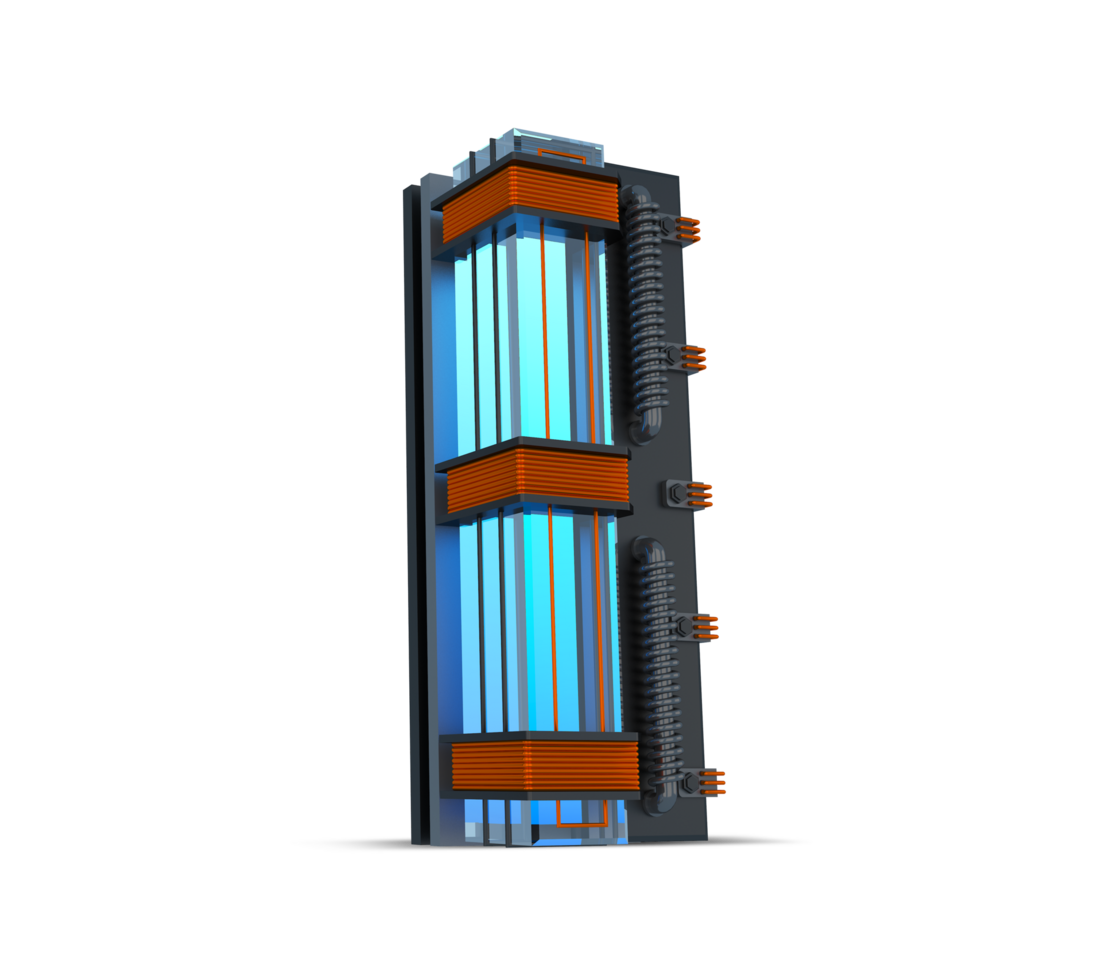 3d alfabet blauw neon licht met koper draad, 3d renderen png