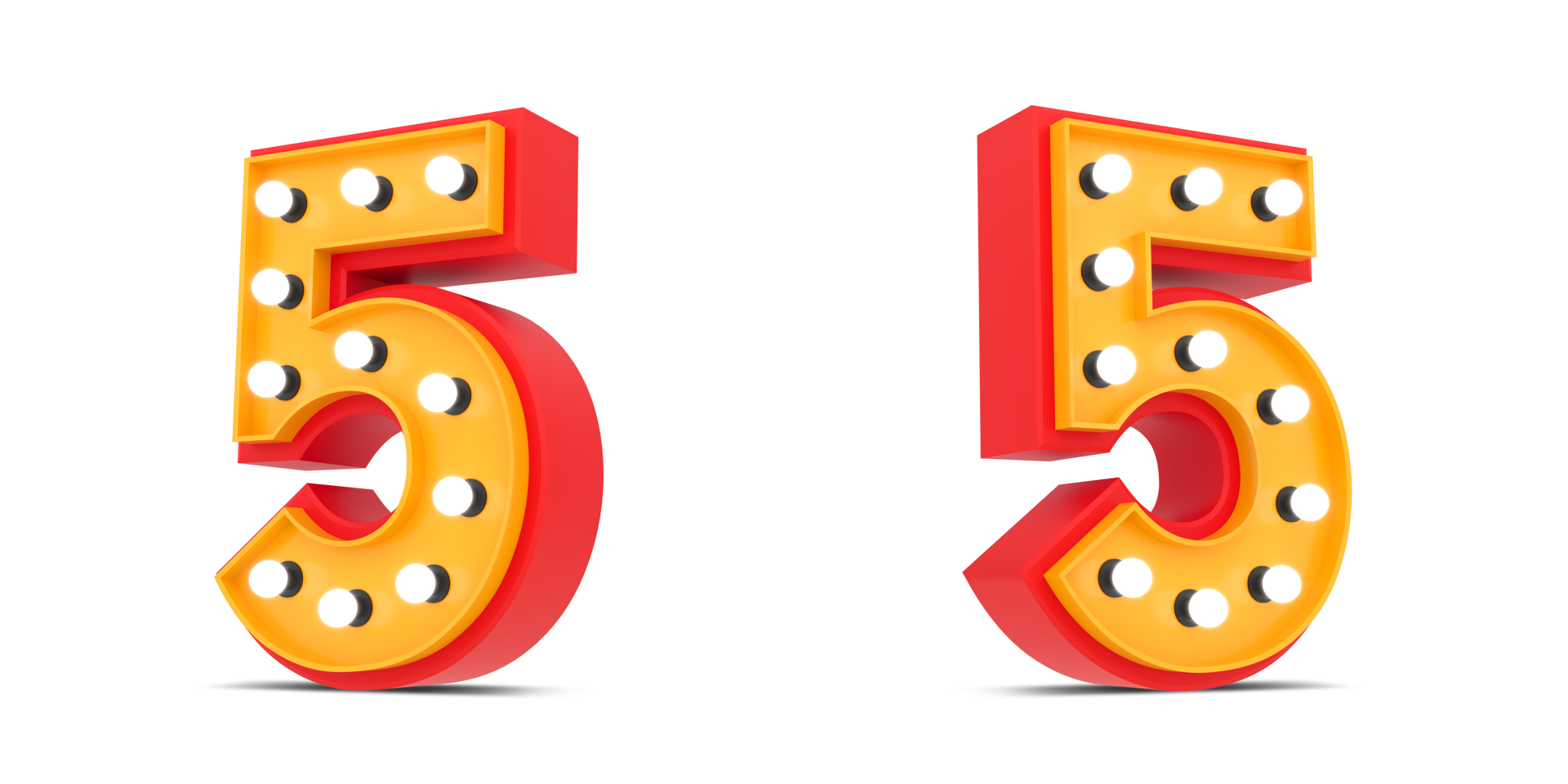 3d Number Broadway style with light bulb, 3d rendering png