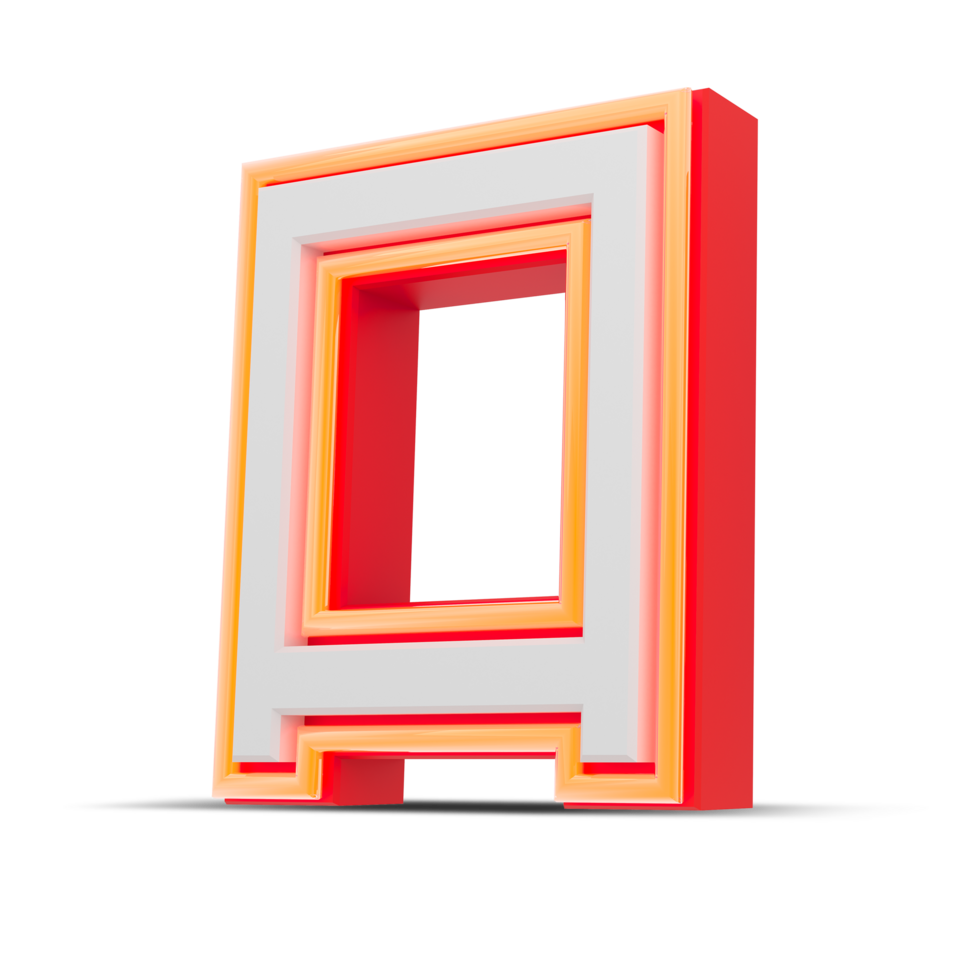 Red 3D Number  japan style with orange neon light, 3d rendering. png