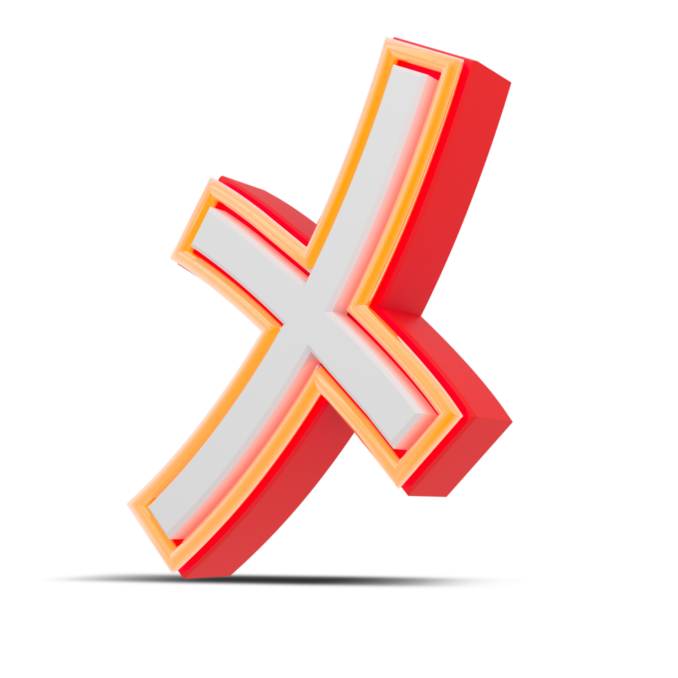 Red 3D alphabet  japan style with orange neon light, 3d rendering. png