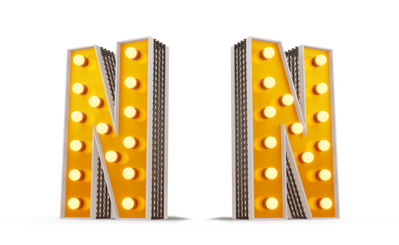 Broadway style light bulb alphabet, 3d rendering png