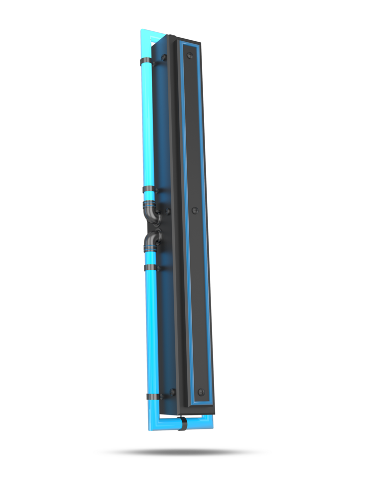 3D Alphabet with blue neon light effect, 3d rendering png