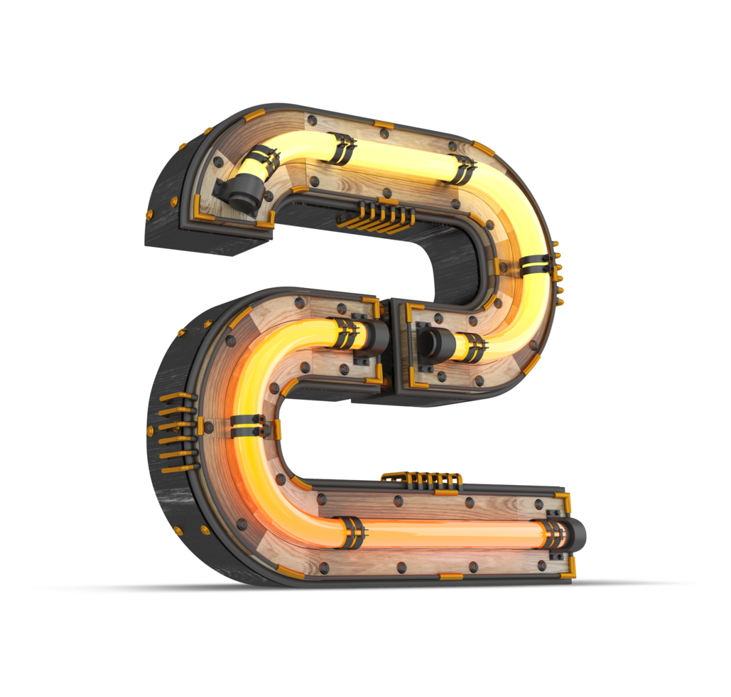 3D wooden number with neon light effect, 3d rendering png