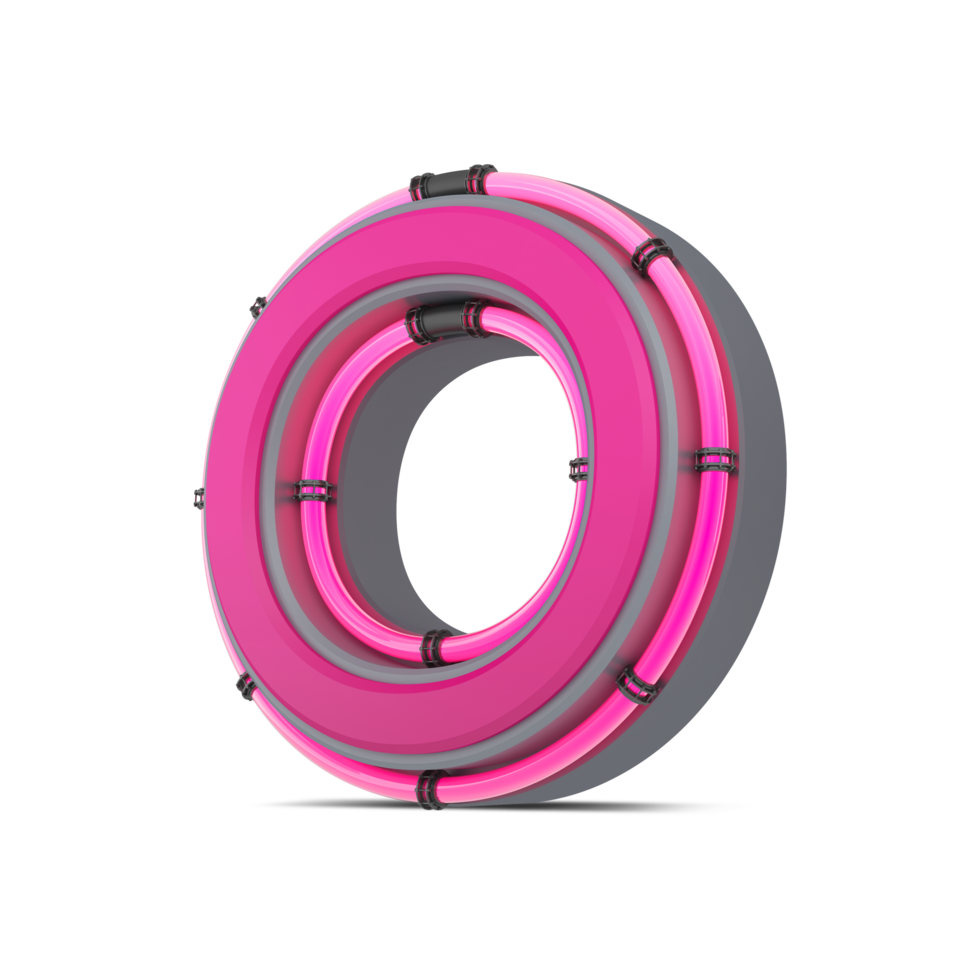 3D pink number with neon light, 3d rendering png