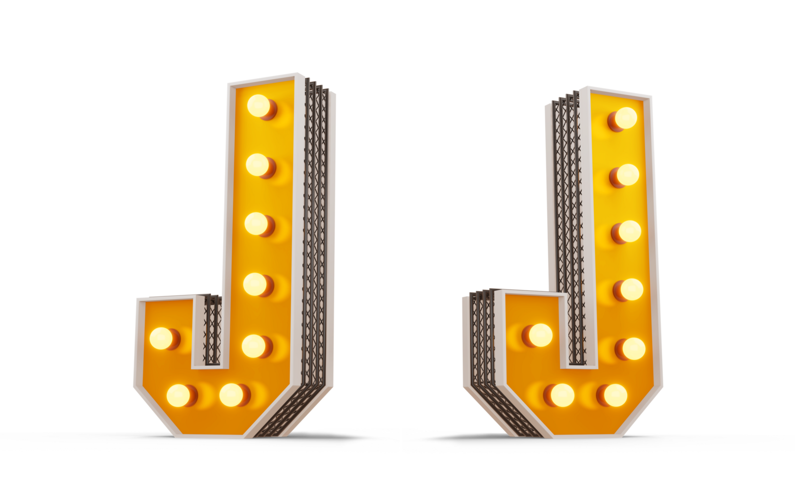 Broadway style light bulb alphabet, 3d rendering png