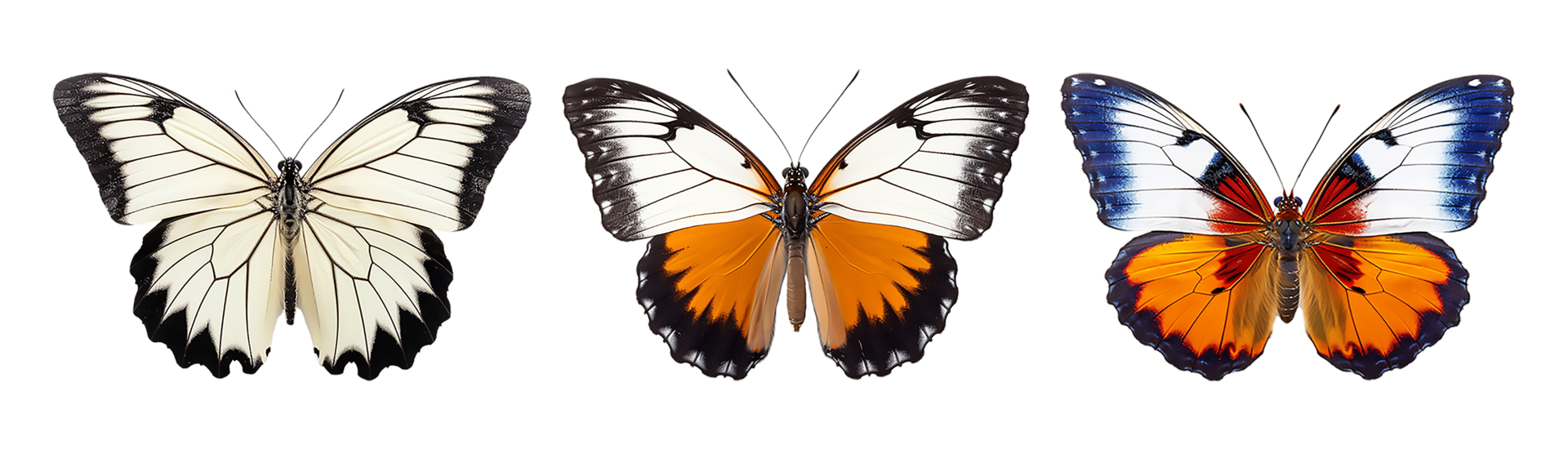 impostato di bellissimo farfalla ritratti isolato su trasparente sfondo. generativo ai png