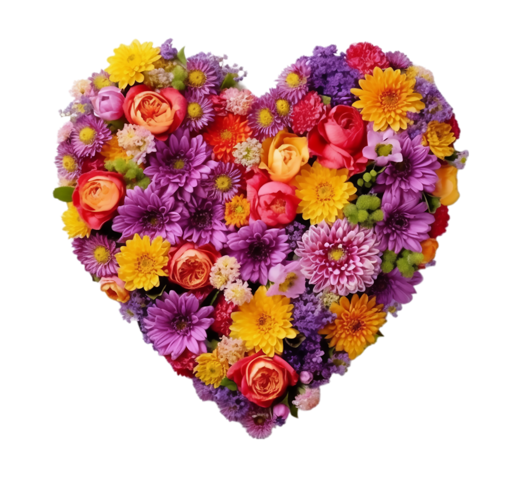 kleurrijk bloemen ornament met liefde vorm geven aan, generatief ai png