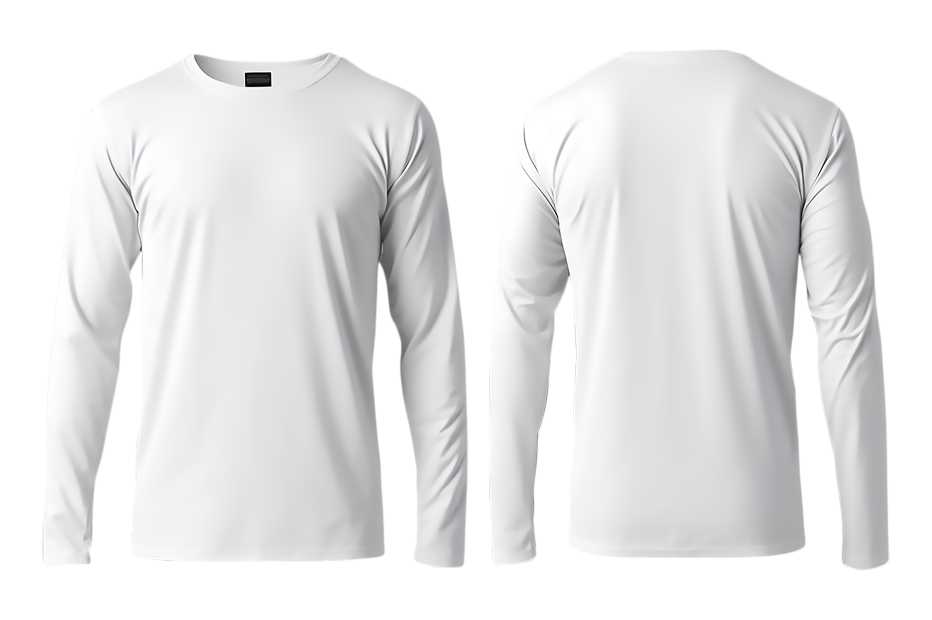 Long sleeve plain white t-shirt mockup isolated on transparent ...