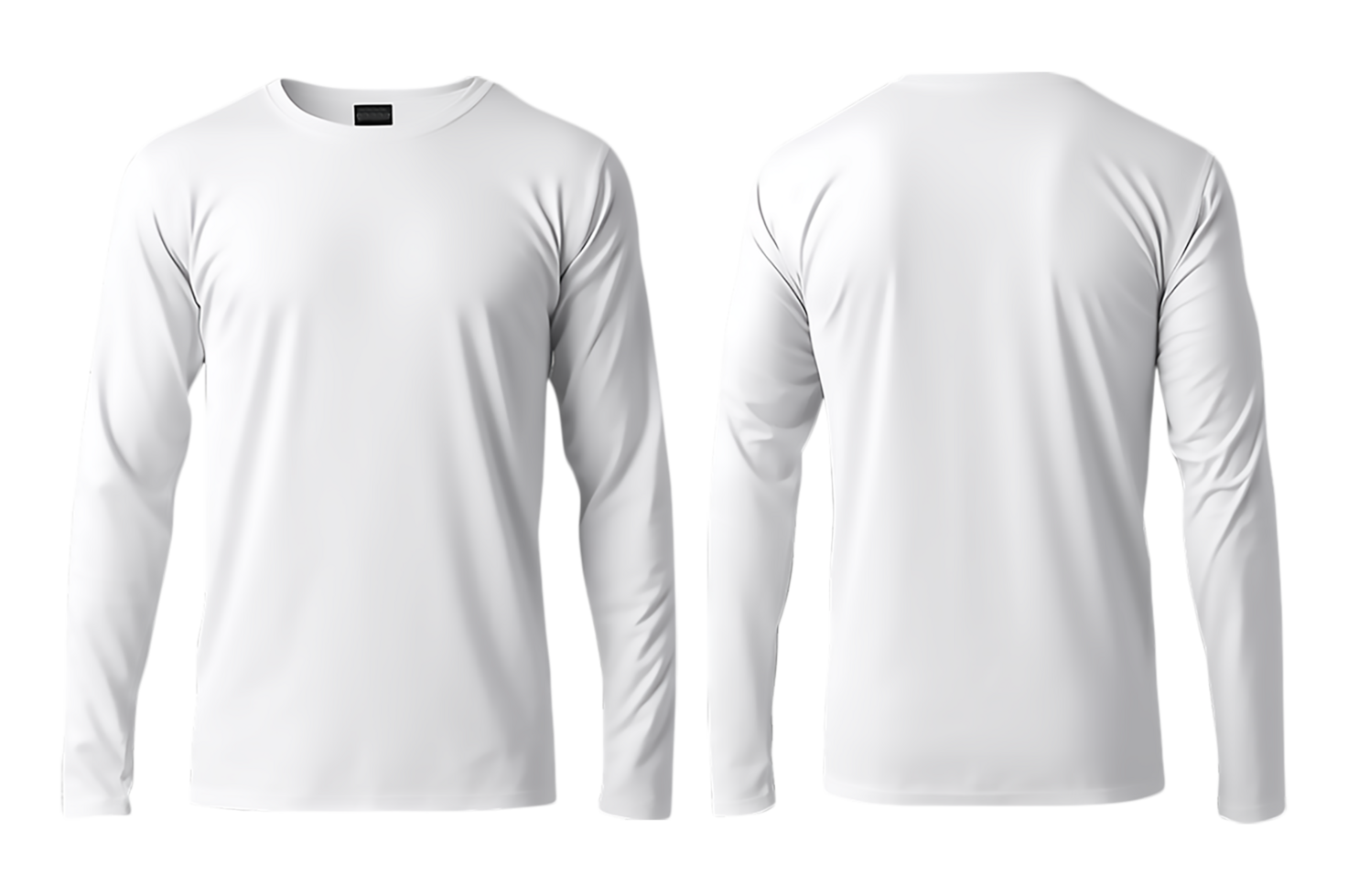 longue manche plaine blanc T-shirt maquette isolé sur transparent arrière-plan, génératif ai png