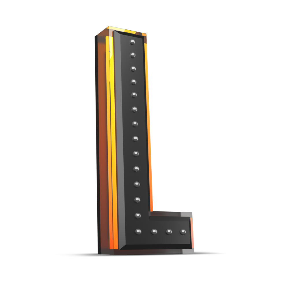 3D alphabet with pin decoration and neon light effect, 3d rendering png