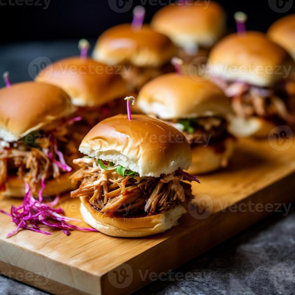 Pork Sliders with Pulled Meat. photo