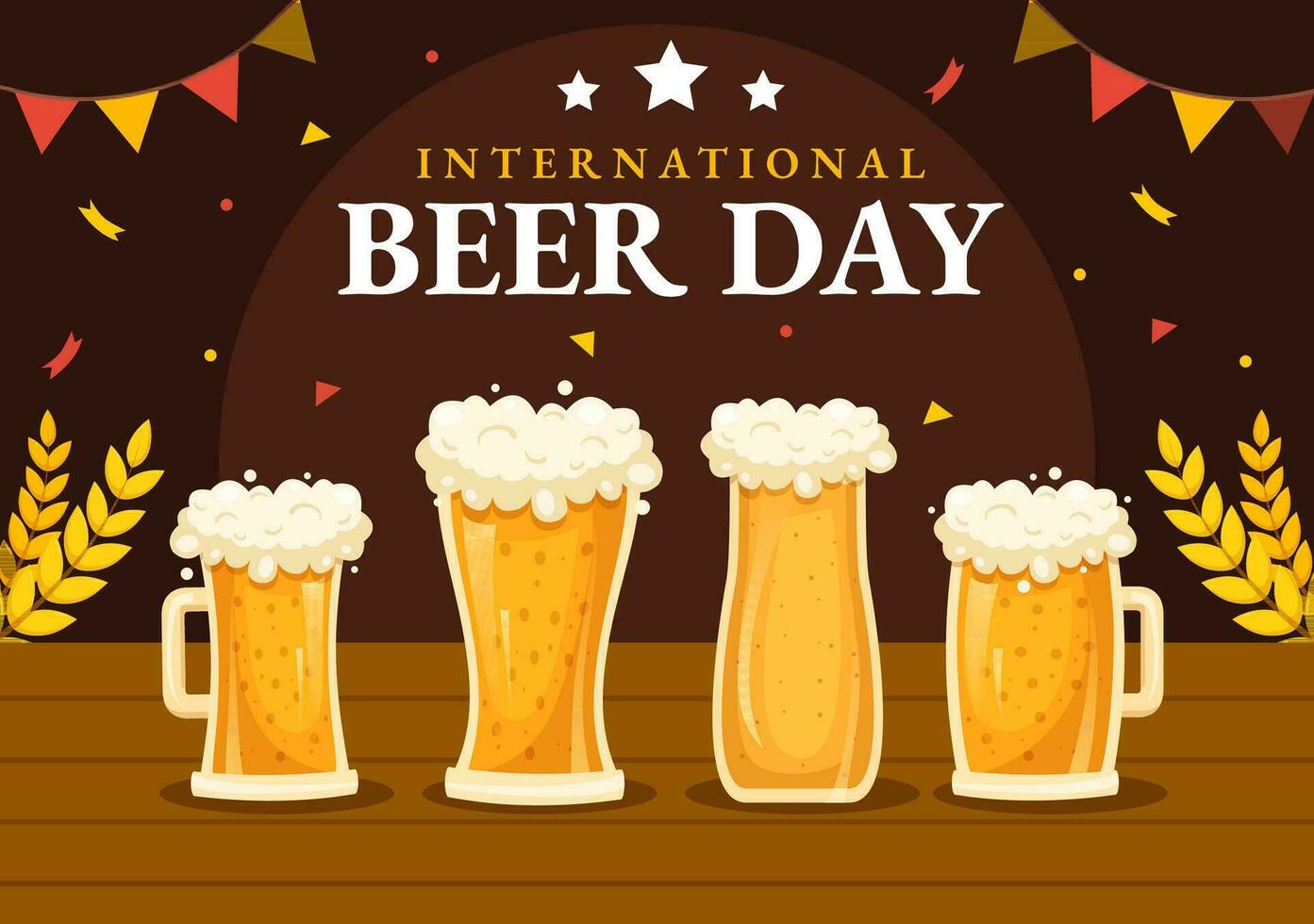 internacional cerveza día vector ilustración con salud cervezas celebracion en plano dibujos animados mano dibujado aterrizaje página antecedentes plantillas