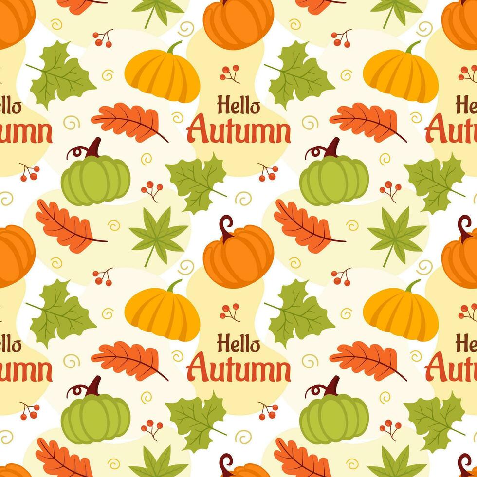 Autumn Seamless Pattern Illustration Element Panoramic of Maple Trees Fallen in Cartoon Template Hand Drawn vector