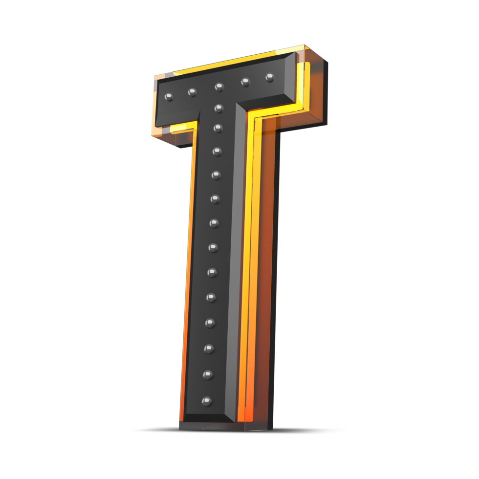 3D alphabet with pin decoration and neon light effect, 3d rendering png