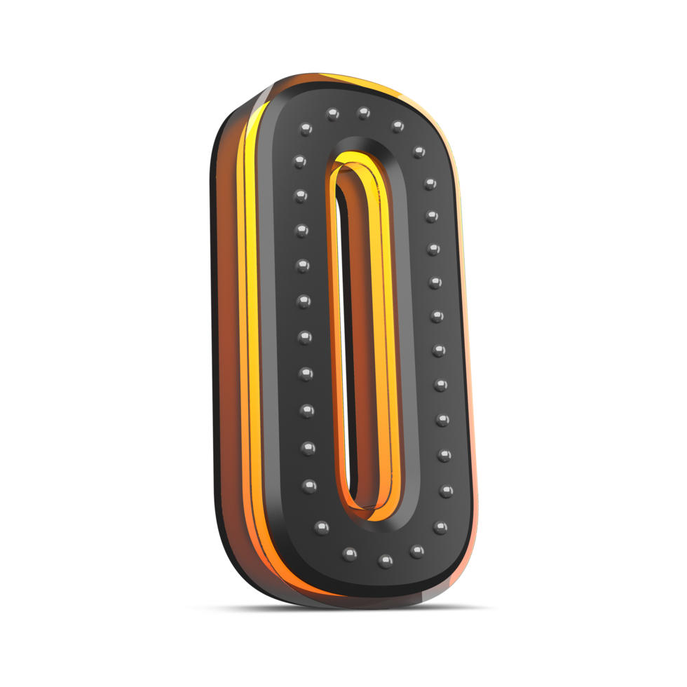 3D number with pin decoration and neon light effect, 3d rendering png