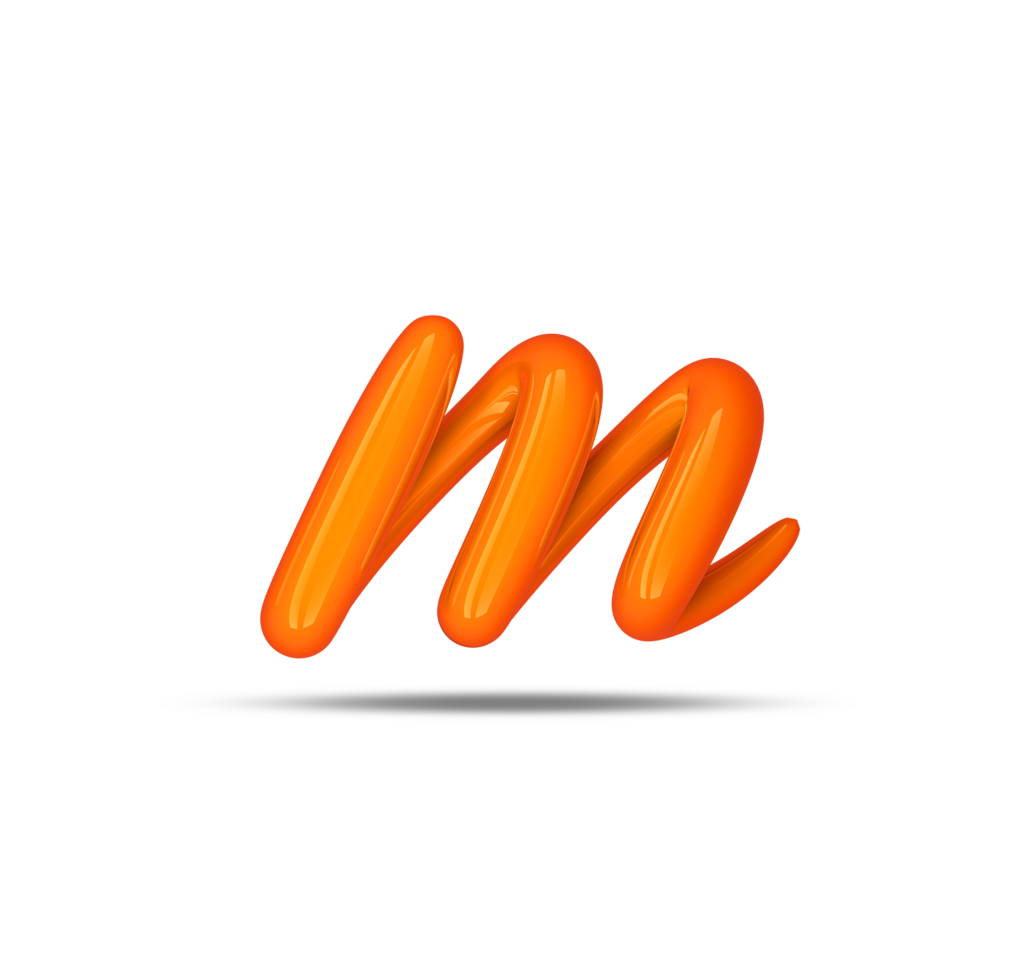 3d alphabet calligraphy style, 3d rendering png