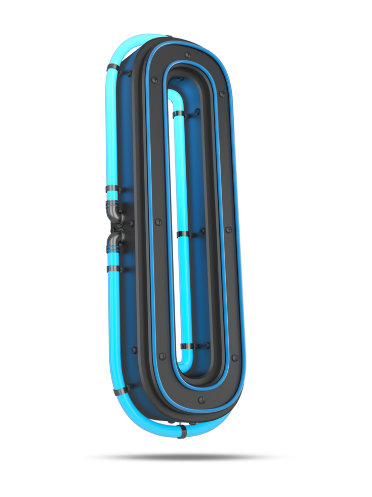 3D Number with blue neon light effect, 3d rendering png