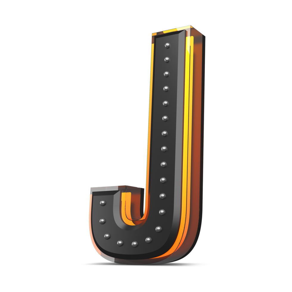3D alphabet with pin decoration and neon light effect, 3d rendering png